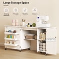 thumbnail image 3 of White Wood Grain Sewing Machine Table with Folding Drop Leaf & Storage - Craft Table for Home, Office & Small Spaces - Adjustable Shelf & Wheels, 3 of 7