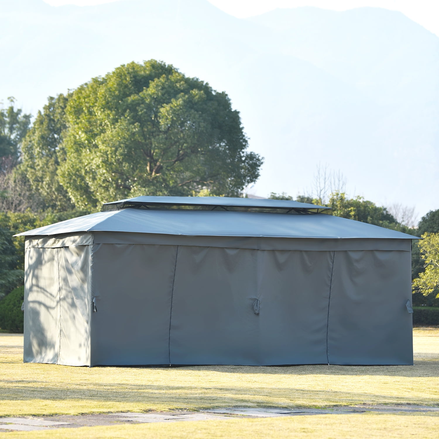 Kadyn 110x220" Gazebo, Waterproof Tent for Outdoor, Patio, Yard, Deck, Garden, Outdoor Party Tent with Double Top Design and Zipper Design, Gray Kadyn 110x220" Gazebo, Waterproof Tent for Outdoor, Patio, Yard, Deck, Garden, Outdoor Party Tent with Double Top Design and Zipper Design, Gray