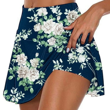 Leesechin Yoga Shorts for Women Women's Summer Pleated Tennis Skirts Athletic Stretchy Short Yoga Fake Two Piece Trouser Skirt Shorts