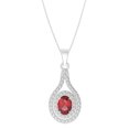 thumbnail image 1 of Natural Garnet Pendant Necklace Sterling Silver Halo Cluster with 18 Inches Chain, 1 of 2