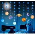 thumbnail image 7 of Galaxy Solar System Hanging Paper Decoration, Outer Space Paper Garland Flower Party Streamers, Plant with Blue Star Hanging for Kids Bedroom Decor，Birthday PartySupplies,8 Strings X 4.3ft, 7 of 7