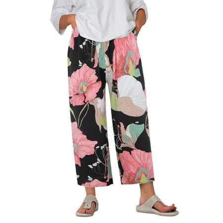 

WOXINDA Women s Pajama Pants Comfy Printed Wide Leg Lounge Pants Bow Elastic Waist Long Pj Bottoms Women Cover up Pants