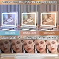 thumbnail image 3 of Fenair Vanity Mirror with Lights 22.8‘ * 18.1‘' LED Makeup Mirror Light Strip Dimmable 3 Color Modes Light up Mirror with USB Charging Port, 10X Magnification and Smart Touch, White, 3 of 7