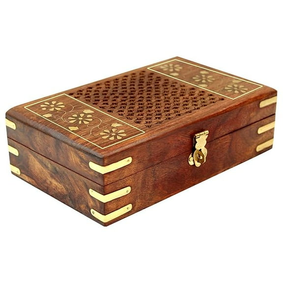 Handmade Wooden Small Jewellery Box for Women Jewel Organizer Hand Carvings Gift Items