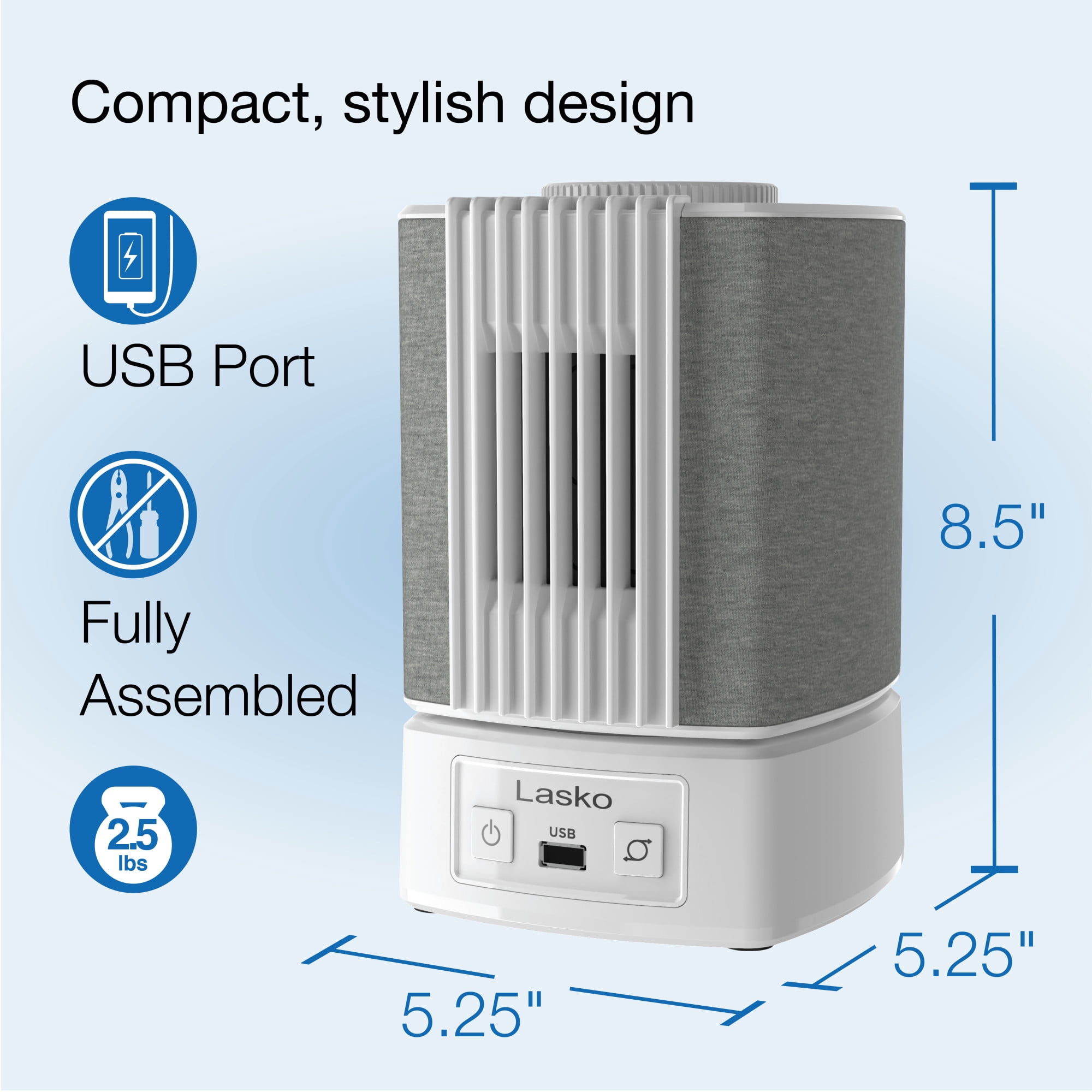 Lasko 8" SlumberBreeze 2-in-1 Personal Fan with White Noise, White, SB101