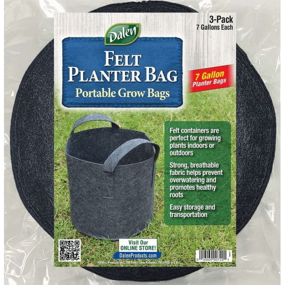 Dalen Felt Planter Bag Set - Stylish Gardening Grow Bag That Will Keep Your Plants Healthy - Breathable Fabric, Easy Storage – 7 Gallon (3 Pack)