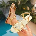 thumbnail image 2 of KIJBLAE Plus Size Women's Casual Butterfly Flat Sandals, Solid Round Open Toe, Back Elastic Strap, Soft Lightweight Outdoor Daily Shoes Gold 41, 2 of 9