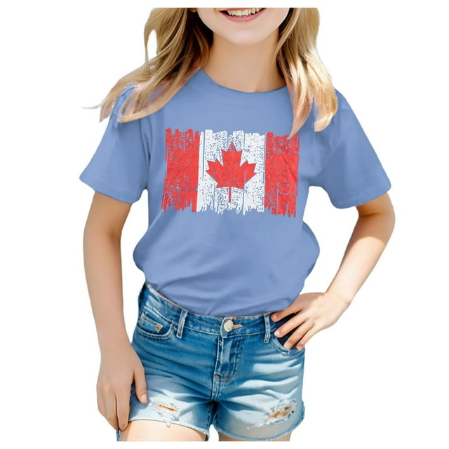 AJIWYH Uniforme pour Filles, T-Shirt à Manches Courtes Col Rond Été Coupe Décontractée Basique, Polo à Manches Courtes pour 12-13 Ans, Bleu Clair