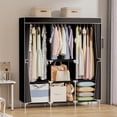 thumbnail image 2 of YOUPINS Clothes Organizer 3 Hanging Rod Shelf Portable Closet with Cover Clothes Rack Standing Closet Clothes Storage Wardrobe Garment Cabinet, 2 of 8