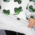 thumbnail image 3 of Oversized Wearable Blanket Hoodie,Cartoon Tractors Green White Pattern Sherpa Blanket Hoodie with Super Pockets,Super Warm Fuzzy Pullover for Women & Men, 3 of 6
