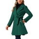 thumbnail image 4 of Abrigo elegante Inspire Chic para mujer, con cuello de chal, abrigo largo con cinturón de invierno, color verde oscuro, 4 of 6