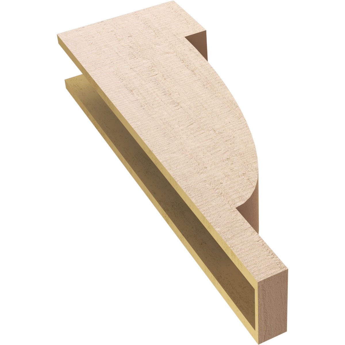 6"W x 12"D x 36"H Thin Alpine Rough Cedar Woodgrain TimberThane Corbel, Primed Tan