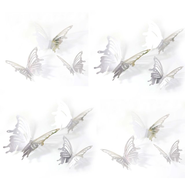 Pegatinas de pared con textura de metal 3D y mariposas, diseño de simulación hueca para fiestas navideñas, suministros para el hogar