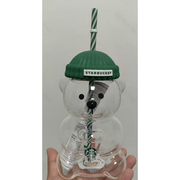 Star Bucks Bear Cup “Bearista” Glass Mug – 20 oz with Straw | For Iced & Hot Coffee | Perfect Holiday Gift