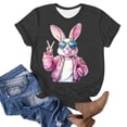 thumbnail image 4 of VBTAPA Funny Bunny Print T Shirt for Women Cute Grapic Tee Shirts Happy Easter Short Sleeve Tops Prime Sales of The Day Black S, 4 of 5