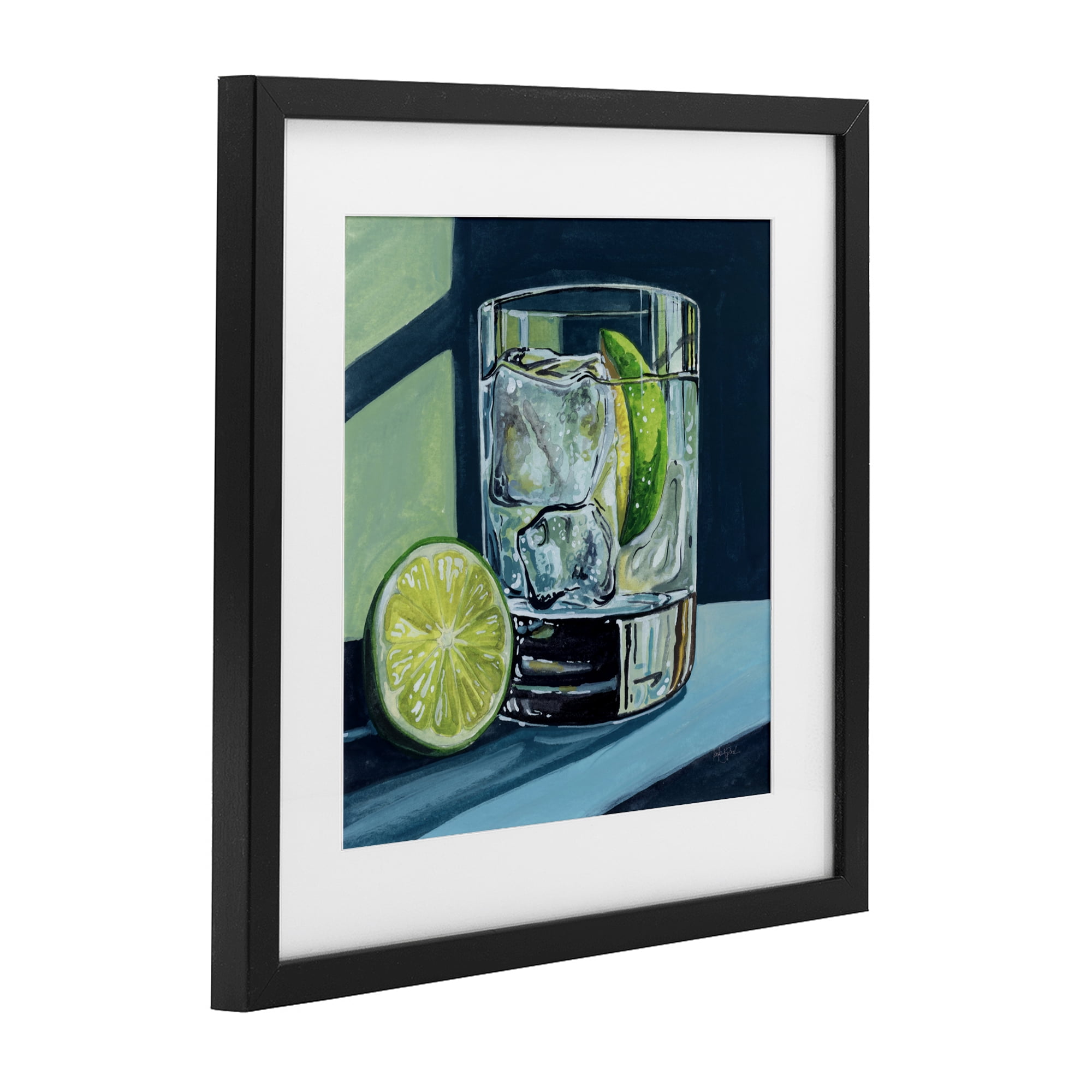 Stupell Industries Lime & Gin Tonic Cocktail Black Framed Print Under Glass, design by Kate Jarvik Birch