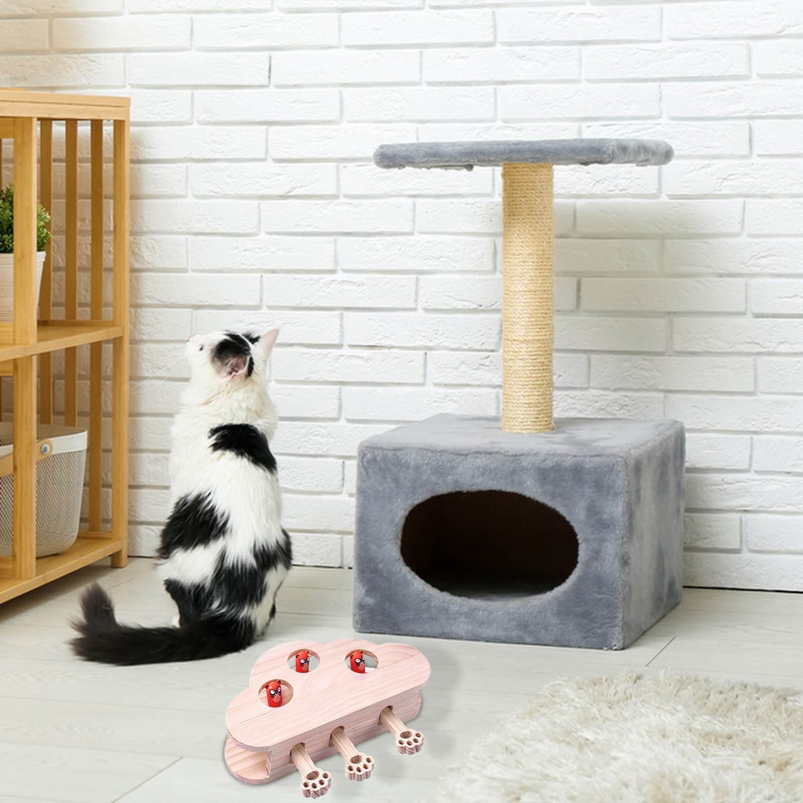 Tgbvmt Cat Ground Mouse Corrugated Toy Interactive Multi Functional Hunting Instinct Stimulation Stress Boredom Relief Exercise for Indoor Cats Kittens Play Scratch Explore Pet Toy Decor