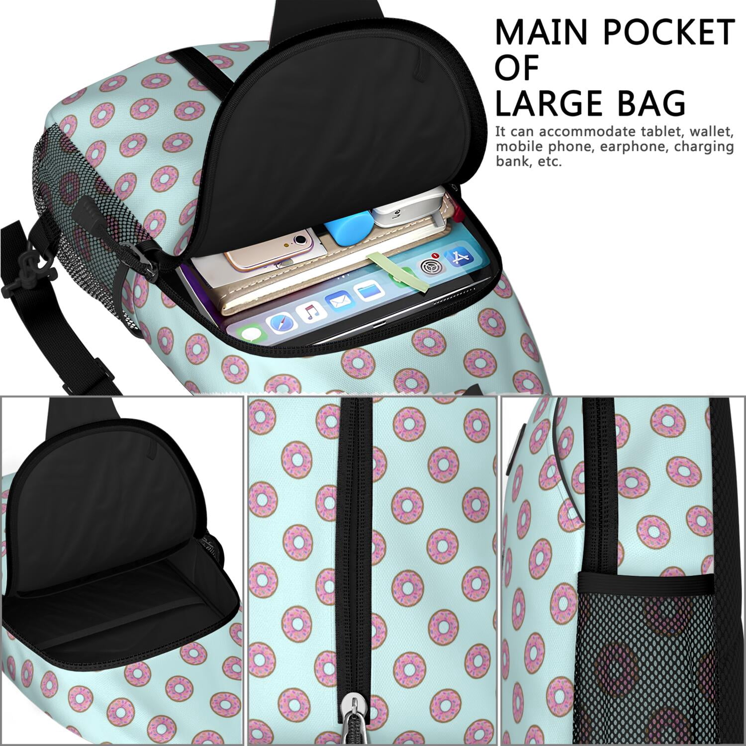 Kawaii Llama and Alpaca Cartoon Print Sling Backpack – Durable, Water-resistant, Ergonomic Fit – Funny and Adorable Pattern