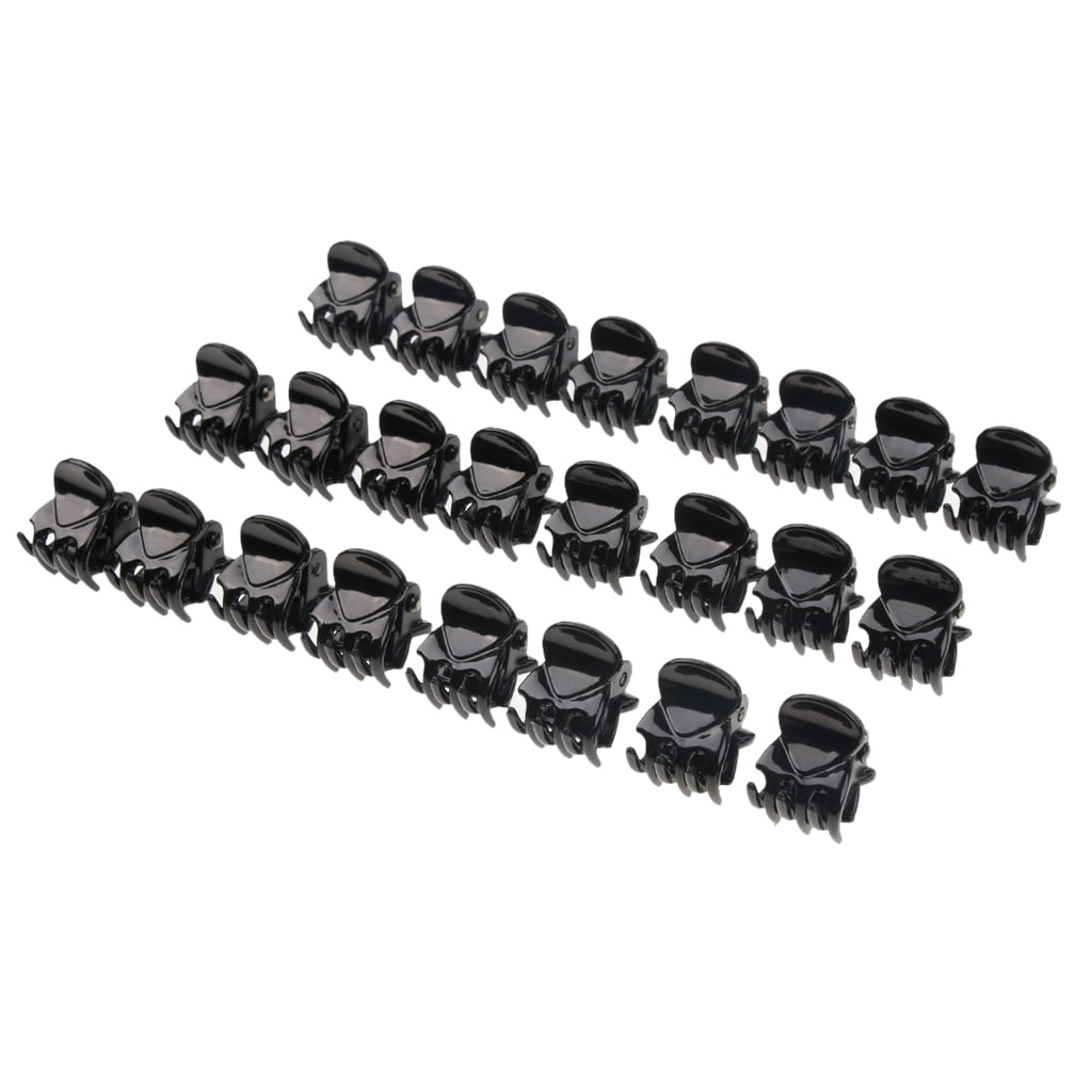 24 Women Classic Resin Mini s Handles Plastic Clip Clamps Black
