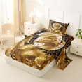thumbnail image 2 of Metsweet Golden Dragon Twin Sheets 3pcs, Gothic Rose Moon Bedding, Black Gold White,1 Fitted Sheet, 1 Flat Sheet and 1 Pillowcase, 2 of 5