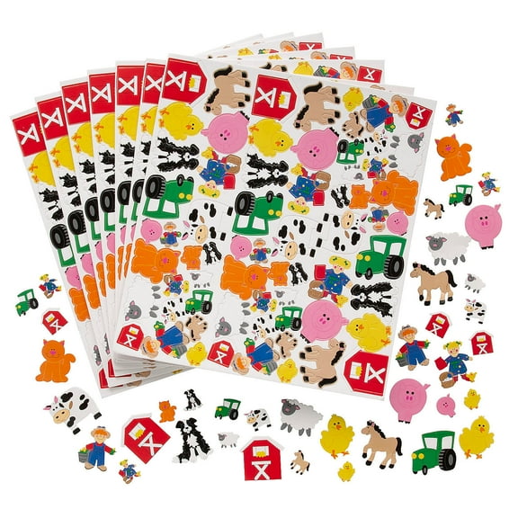 Self-Adhesive Farm Shapes, Craft Supplies, Regular, Foam Shapes, 500 Pieces, Assorted