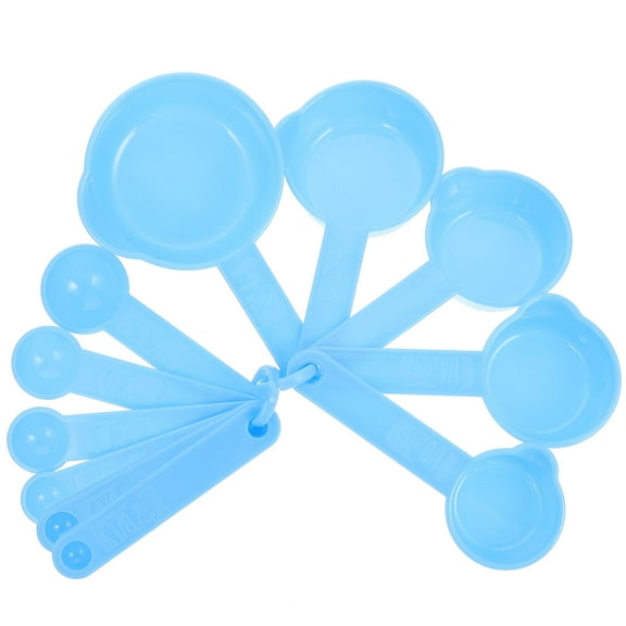 FRCOLOR Blue Plastic Measuring Cups and Spoons Set for Home Kitchen Cooking and Baking 7 Pieces
