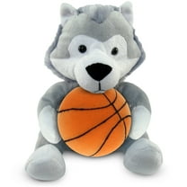 DolliBu Wolf Stuffed Animal with Basketball Plush - Soft Huggable Wolf, Adorable Playtime Wolf Plush Toy, Cute Wildlife Gift, Plush Doll Animal Toy for Kids and Adults - 6 Inches
