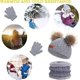 thumbnail image 4 of Kids Winter Warm Beanie Hat Scarf Gloves Set grey Thermal Knit Crochet Thick Fluffy Toddler Scarf Double Pom Pom Bobble Hat with Faux Fur for Girls Bo, 4 of 4
