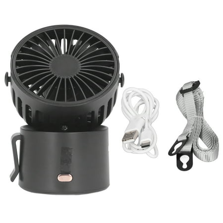 

Necklace Fan USB Desk Fan 1000mAh Battery USB Charging 3.5W 3 Modes Small Portable Hands Free For Office Black