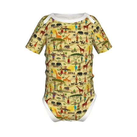 

Lukts Ethnic African Print Baby Short Sleeve Romper Onesie for Newborn Baby Boys and Girls-9M