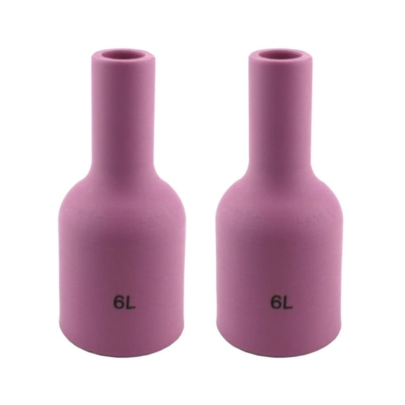 Long Alumina Nozzle Cups for TIG Welding Torches Series 9/20/25/17/18/26 with Large Diameter Gas Lens Set-Up - Model: 57N75L - #6 (3/8") - (2 PACK)