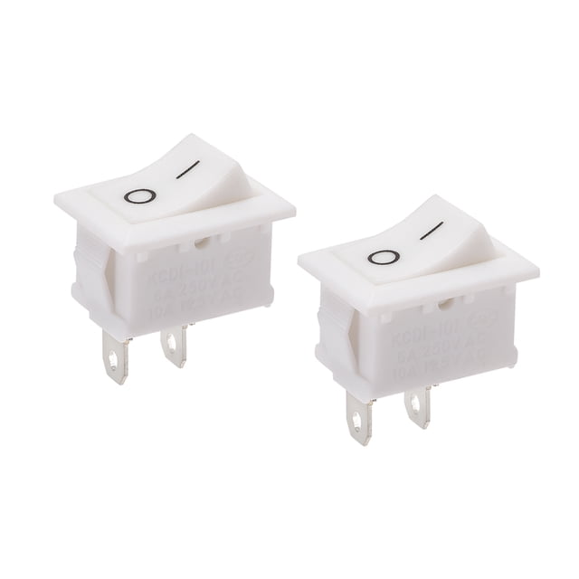 Interruptor de palanca Mini Boat Rocker Blanco para barco marino ON/OFF AC 250V/6A 125V/10A, 2 piezas