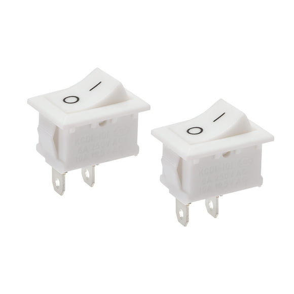 Unique Bargains Mini Boat Rocker Switch White Toggle Switch for Boat Car Marine ON/OFF AC 250V/6A 125V/10A, 2pcs