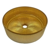 Pemberly Row 16" Circular Tempered Glass Vessel Bathroom Sink in Gold