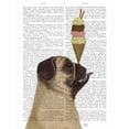 thumbnail image 2 of Fab Funky 12x14 Gold Ornate Wood Framed with Double Matting Museum Art Print Titled - Pug, Fawn, Ice Cream, 2 of 4