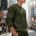 thumbnail image 6 of safuny Men's Sweatshirt Regular Crew Neck Long Sleeve Pullover Comfortable Cozy Casual Daily Tops Army Green L, 6 of 9