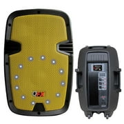 QFX 2-Way Steel Framed Plastic Cabinet Speaker with Amplifier, NFC Bluetooth Music Streaming and More-Green-Orange