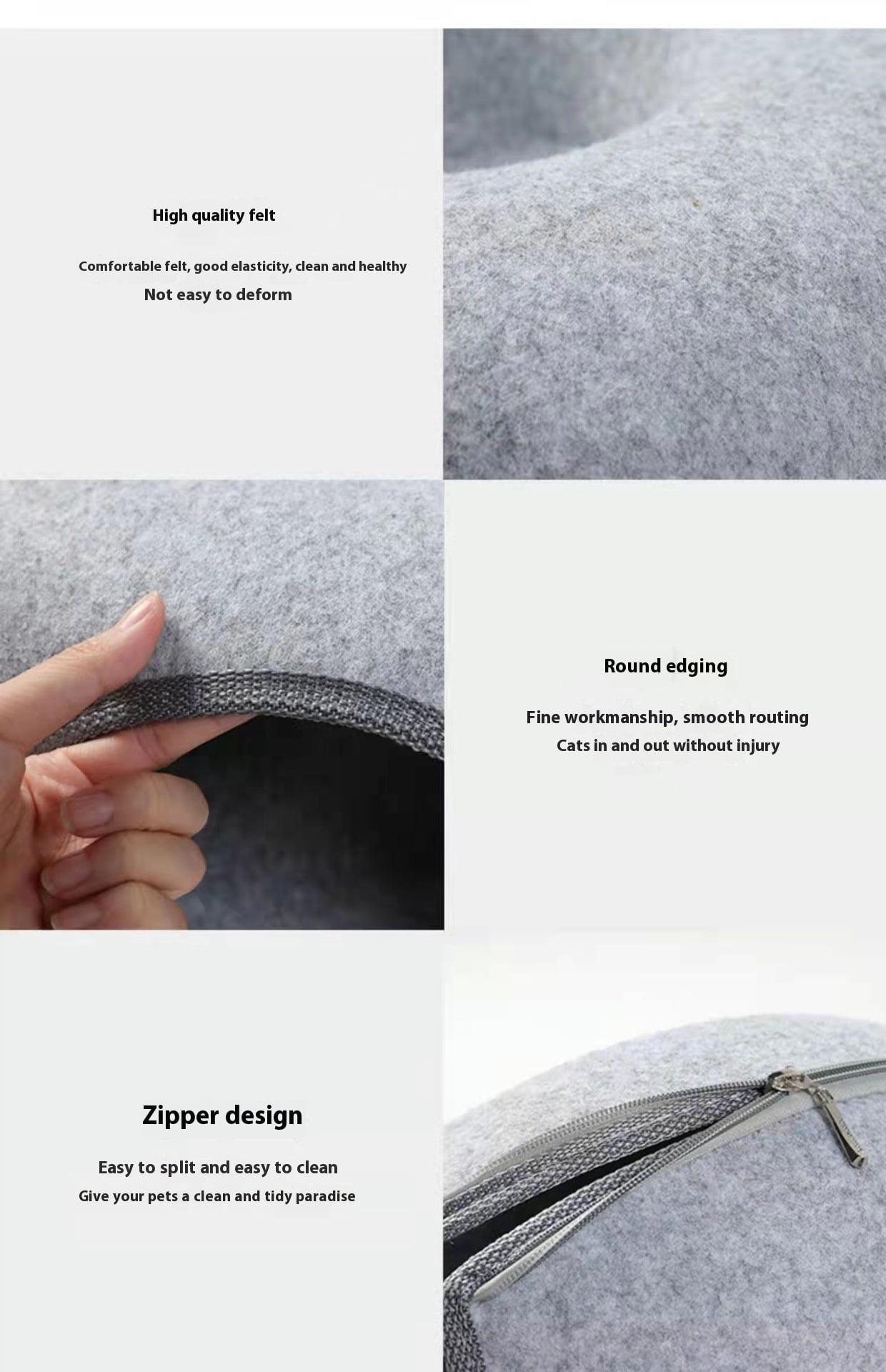 20in Cat Tunnel Bed, Scratch-resistant Donut Cat Bed, Can Accommodate Medium, Small and Large Cats, Detachable and Washable（Light grey）