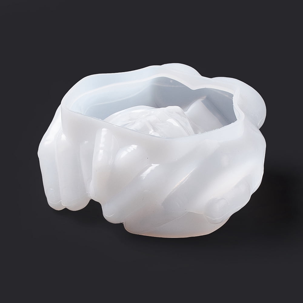 2 pc DIY 3D Double Hand Ashtray Statue Silicone Molds Storage Molds Portrait Sculpture Resin Casting Molds For UV Resin Epoxy Resin Craft Making White 140x150x69mm Inner Diameter: 118x119x39mm