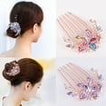 thumbnail image 6 of Visland Rhinestone Hair Comb, Fashion Flower Faux Crystal Shiny Alloy Five-tooth Design Hair Side Comb Insert Comb Hair Accessories for Women/Bride, 6 of 6