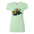 thumbnail image 2 of Wild Bobby, Colorful Rainbow Moose Head Wildlife Animal Lover Womens Slim Fit Junior Tee, Mint, Medium, 2 of 3
