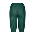 thumbnail image 4 of Women's Loose Pants Summer Casual Pleated Elastic Waist Knee Length Trousers with Pocket Wide Leg Joggers Baggy Bottoms, Army Green, XXL, 4 of 7