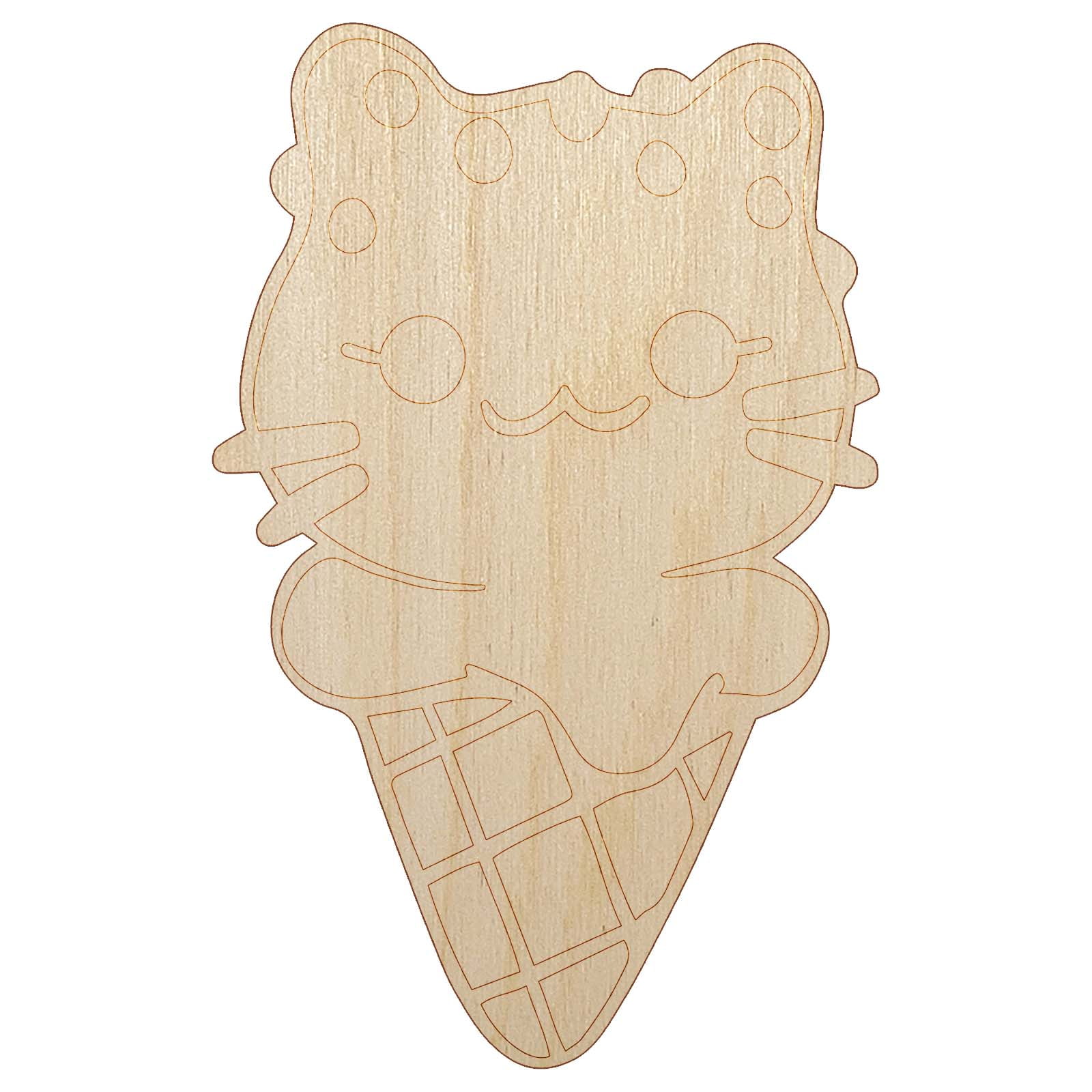 Yummy Ice Cream Cone Cat with Sprinkles Wood Shape Unfinished Piece