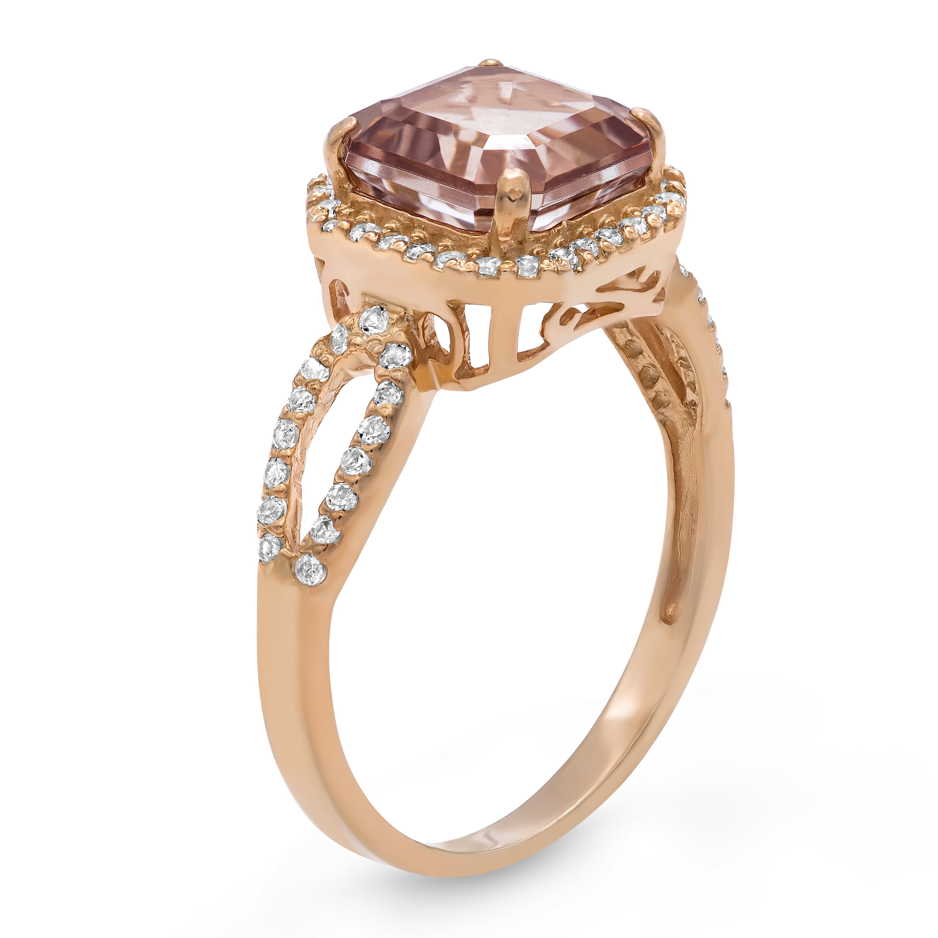 Sterling silver simulated morganite ring