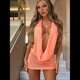 thumbnail image 4 of Vestido de Punto Sin Espalda para Mujer, Minivestido con Escote en V Profundo y Lazo, Ropa de Club de Verano, Vestido Ajustado Y2K. Naranja Rojo L, 4 of 9