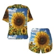 thumbnail image 5 of Lsque Sky Golden Sunflower Field Women's Short-Sleeved Pajama Set - 2 Piece Soft and Lightweight Sleepwear Set-X-Large, 5 of 9