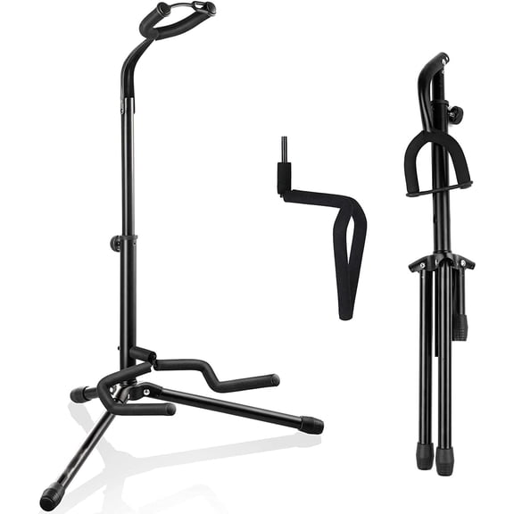 5 Core Guitar Stand Floor Adjustable Heavy Duty w Neck Holder for Acoustic Electric Classic Bass