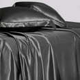 thumbnail image 3 of Cloud Fino Silk Satin Sheet Set- 6 Piece Sheet Set- Twin Size Sheet Set- Rich Quality 20" Deep Pocket Sheets- Luxury Hotel Bed Sheets- Dark Grey, 3 of 6