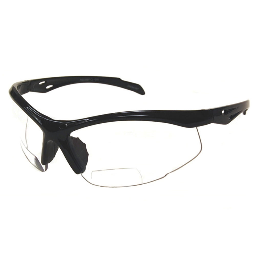 Full Lens Magnification Safety Glasses With Black FrameClear Lens Magnify 