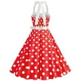 thumbnail image 6 of Elainilye Fashion Dresses for Women 2024 Casual Court Contrast High Collar Polka Dotted Large Dress Formal Dress,Red, 6 of 6